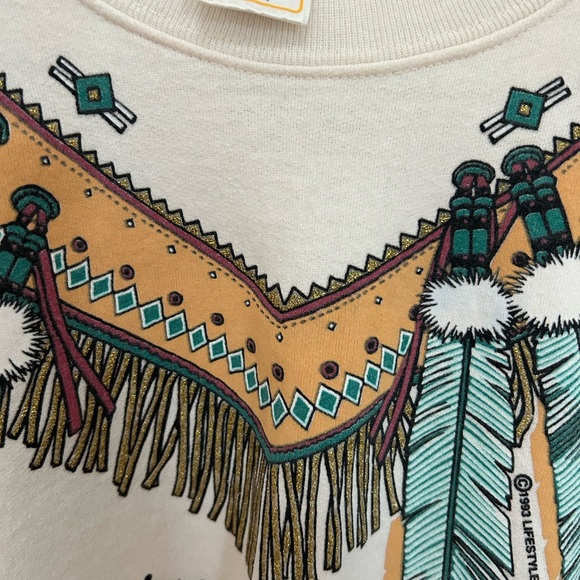 Vintage 1993 Lifestyles Wyoming Native American SouthWestern Sweatshirt Sz Small - Picture 6 of 6
